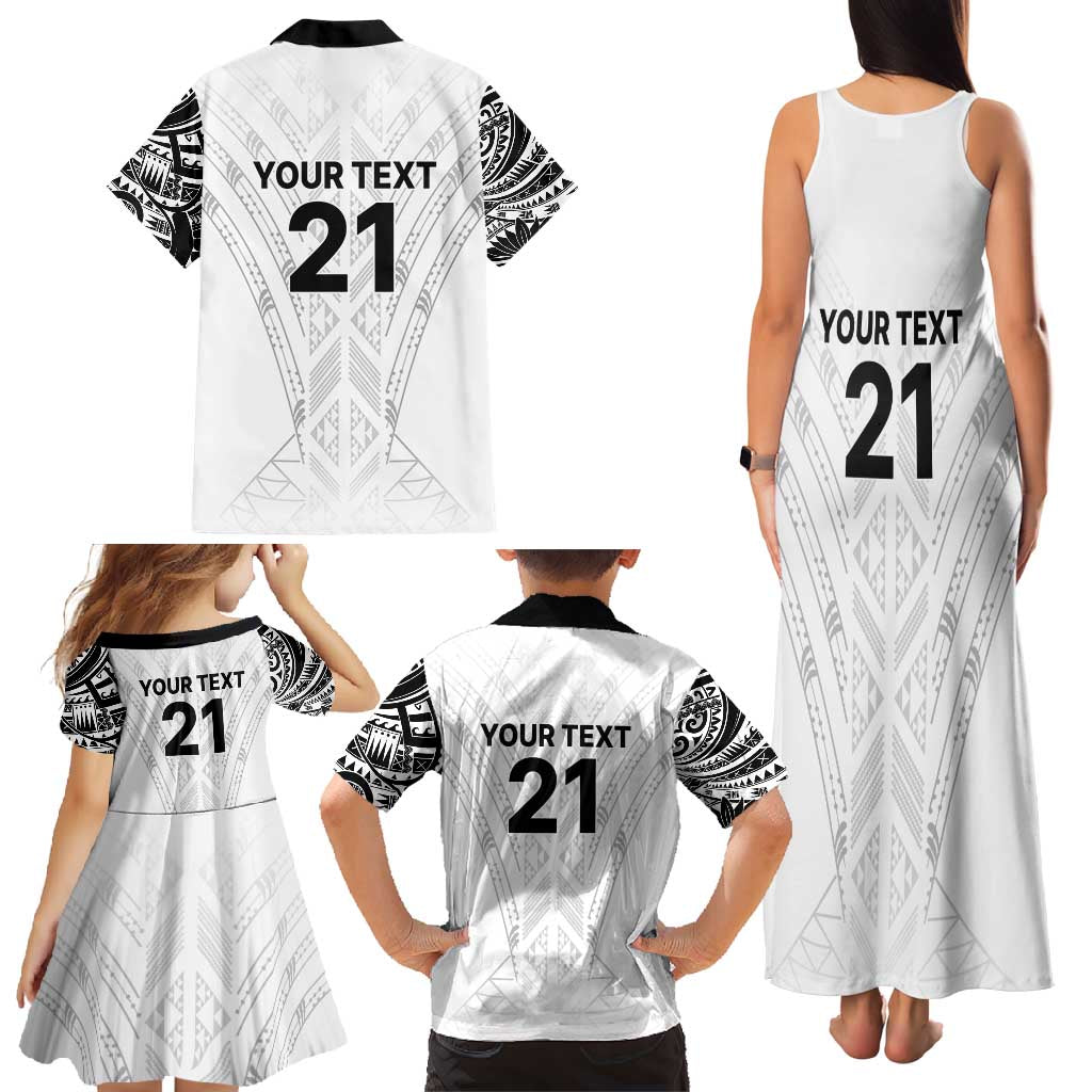 New Zealand Koru Fern Custom Family Matching Tank Maxi Dress and Hawaiian Shirt Simple Taniko Motif