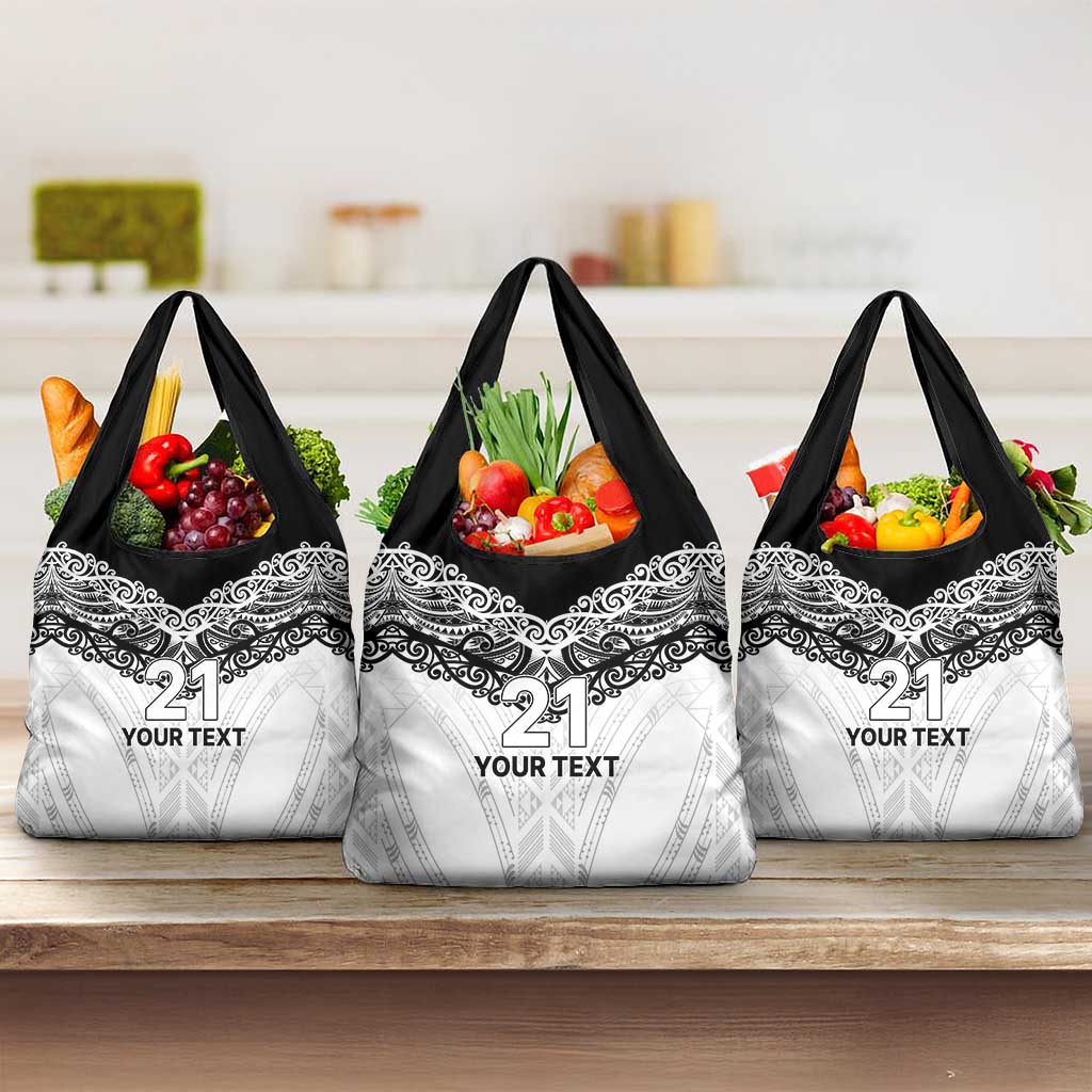 New Zealand Koru Fern Custom Grocery Bag Simple Taniko Motif