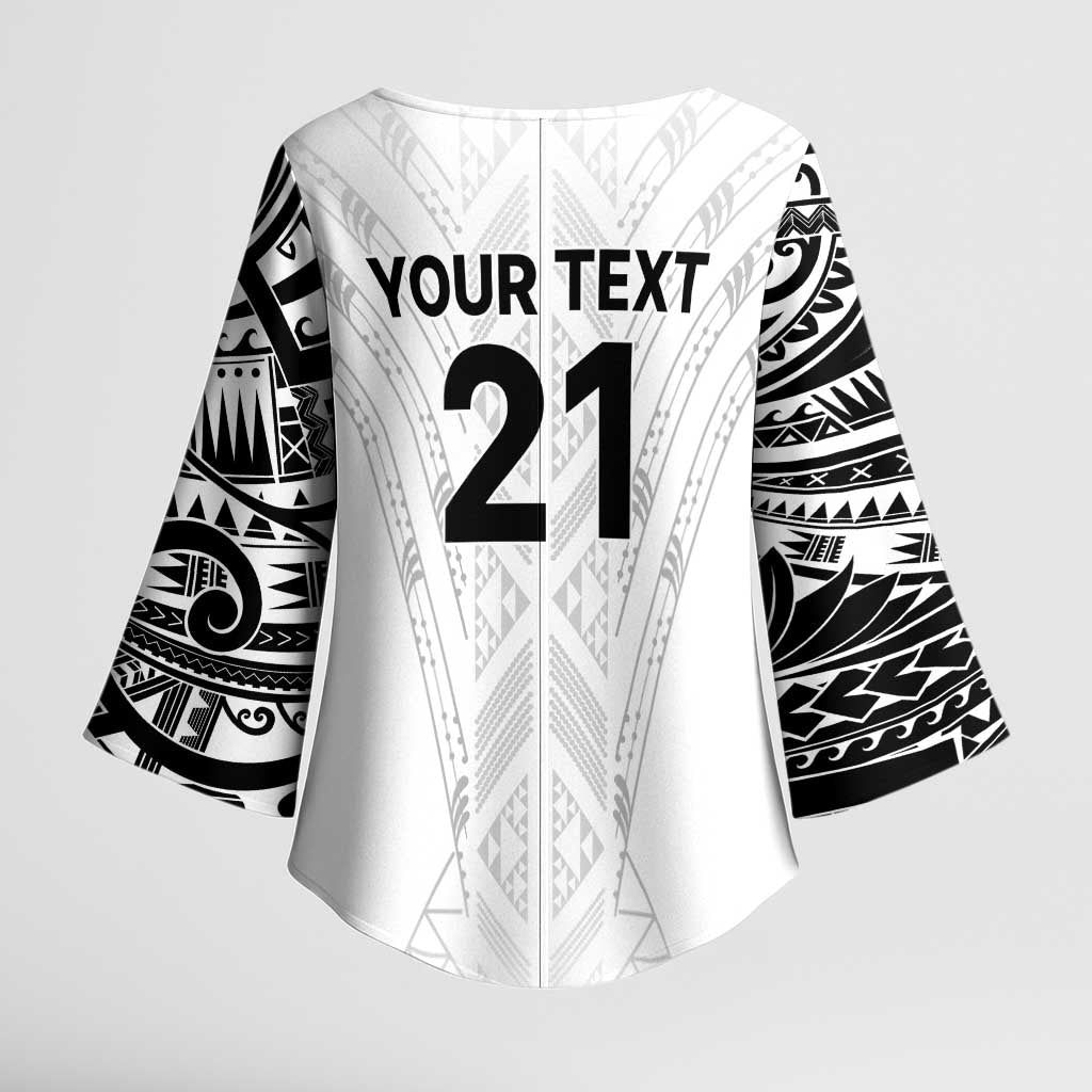 New Zealand Koru Fern Custom Kimono Sleeve Blouse Simple Taniko Motif - Polynesian Pride