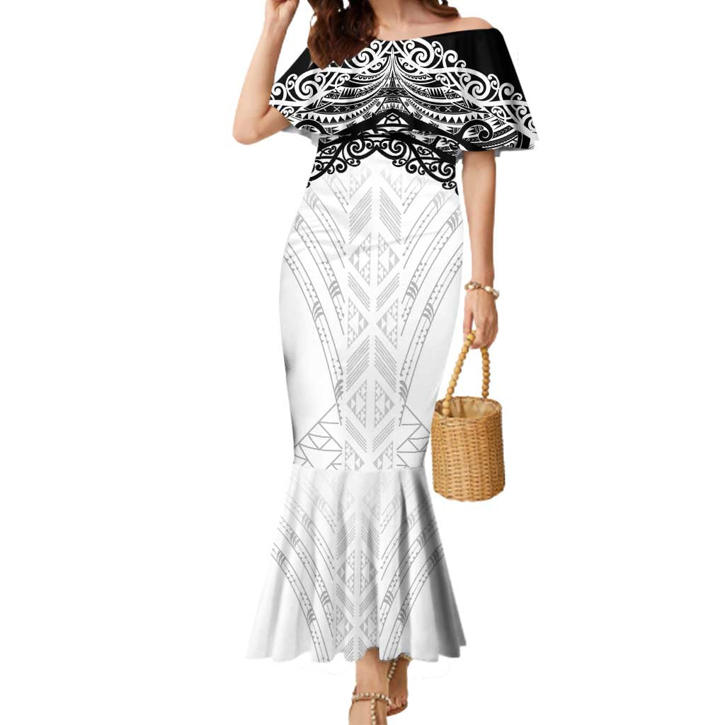 New Zealand Koru Fern Custom Mermaid Dress Simple Taniko Motif