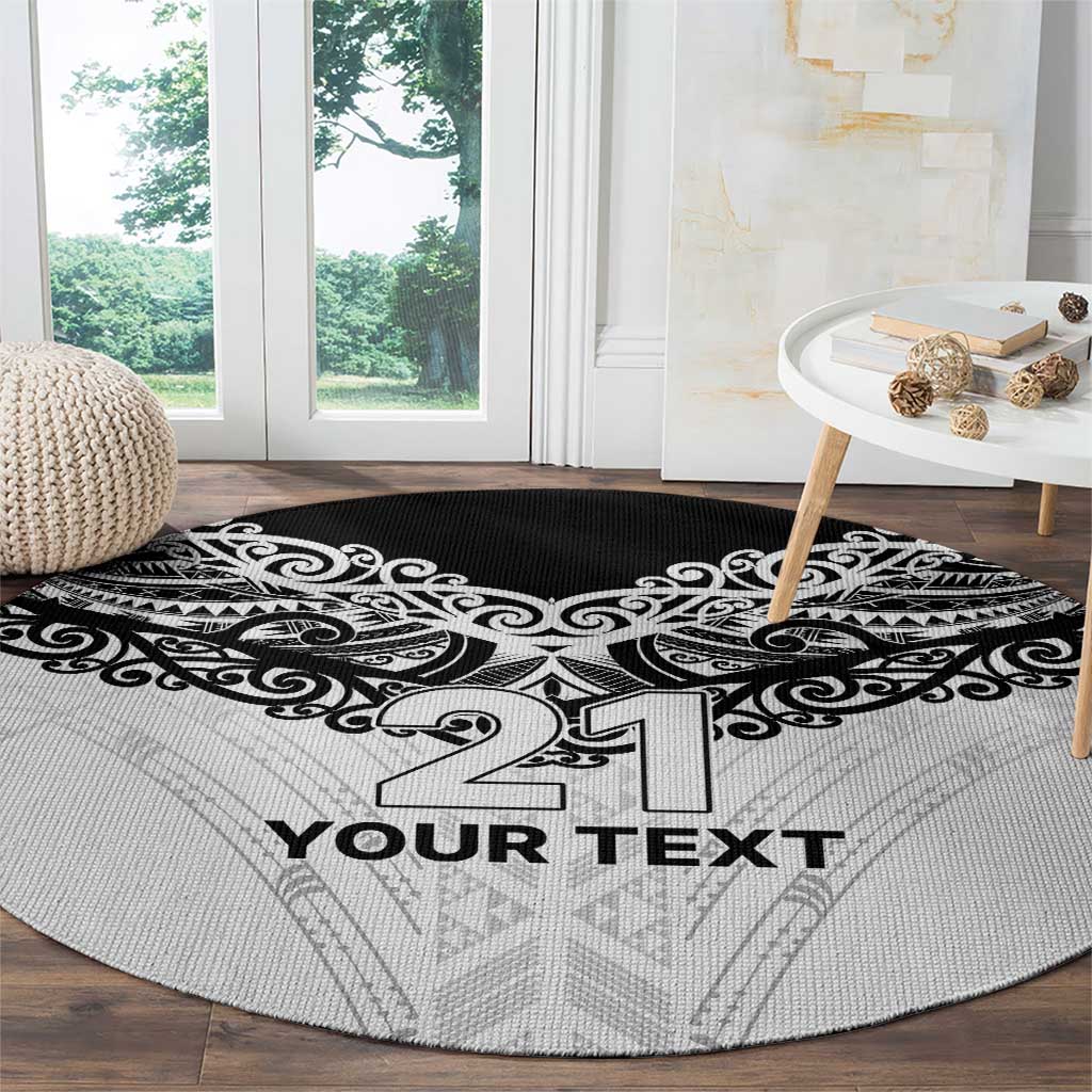 New Zealand Koru Fern Custom Round Carpet Simple Taniko Motif