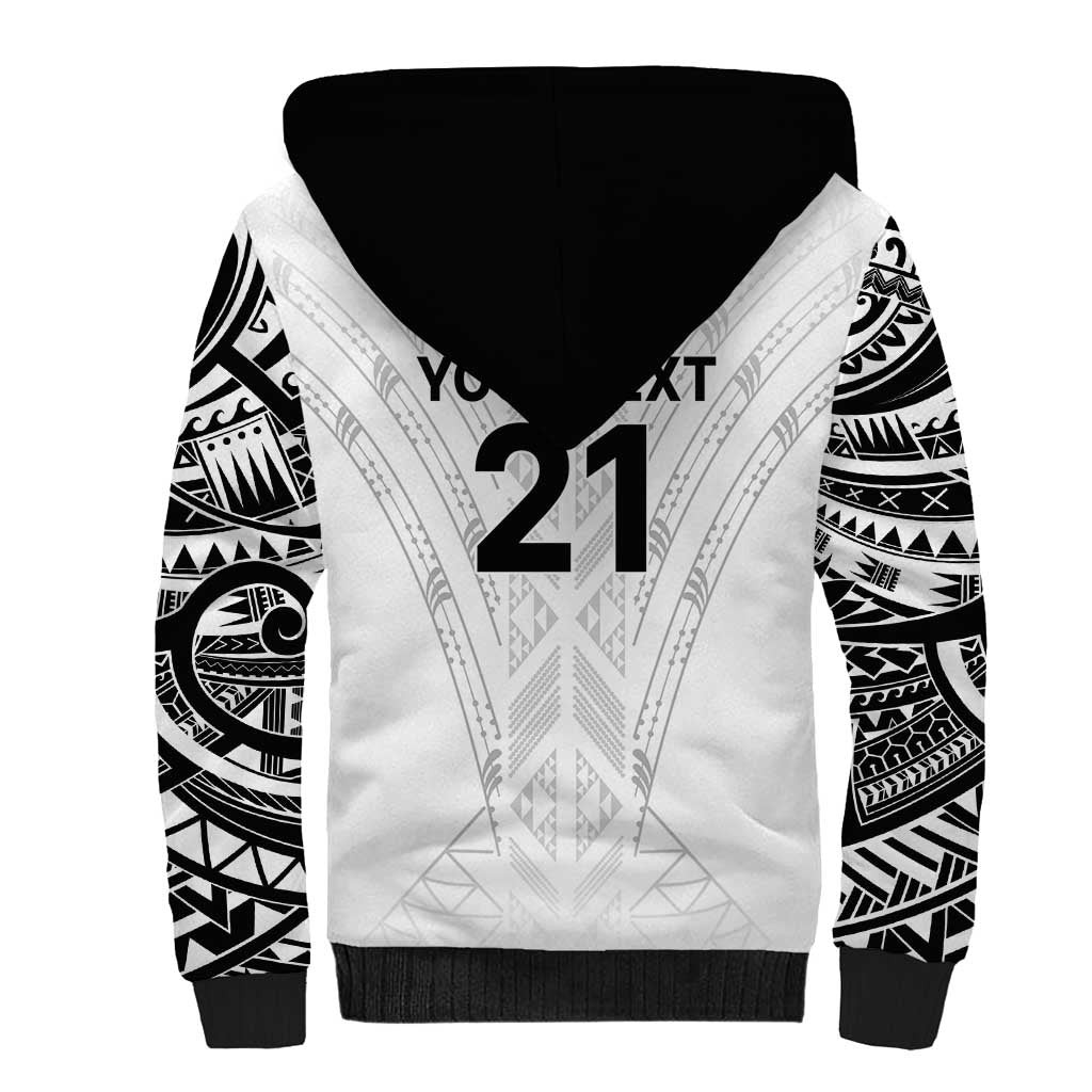 New Zealand Koru Fern Custom Sherpa Hoodie Simple Taniko Motif