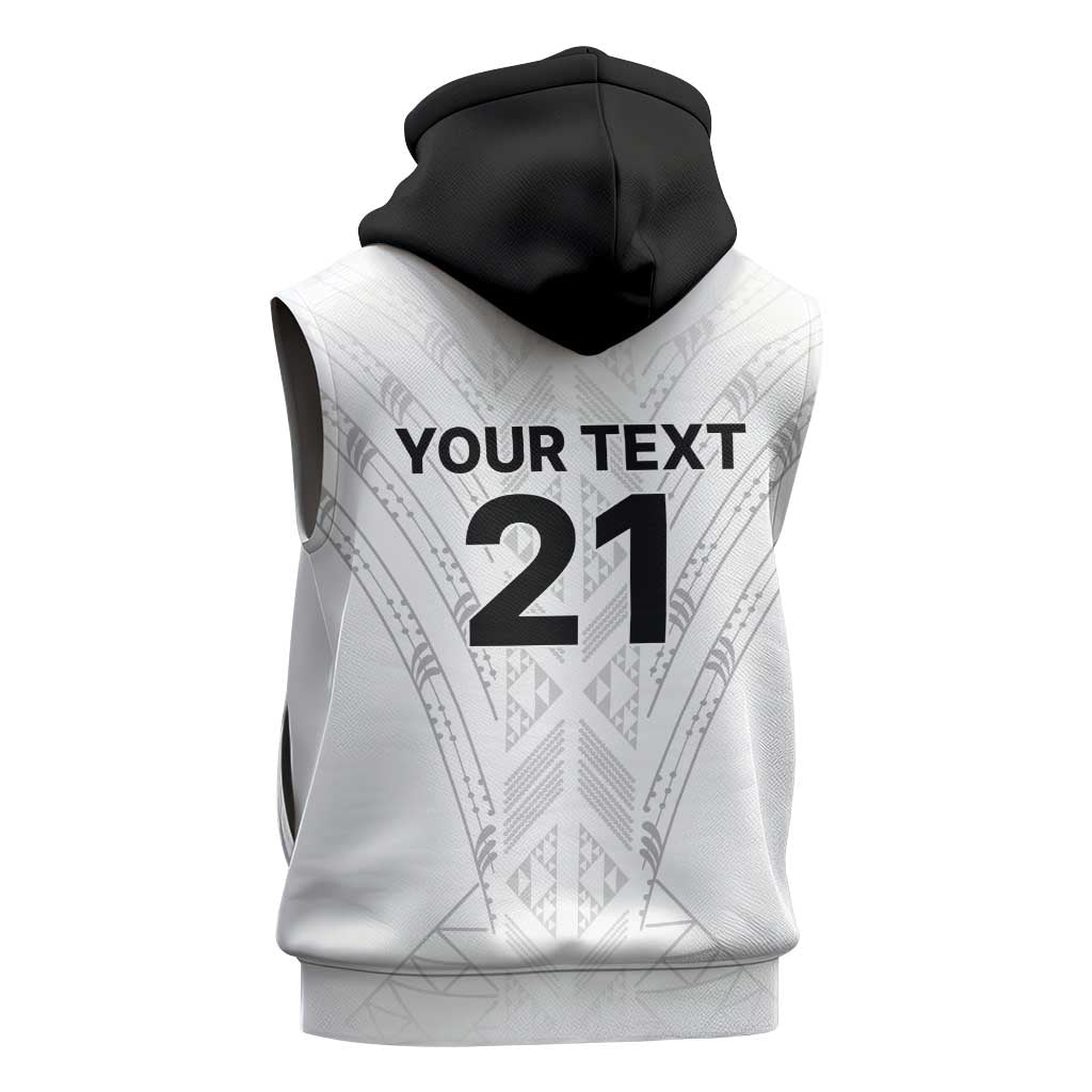 New Zealand Koru Fern Custom Sleeveless Zip Hoodie Simple Taniko Motif - Polynesian Pride