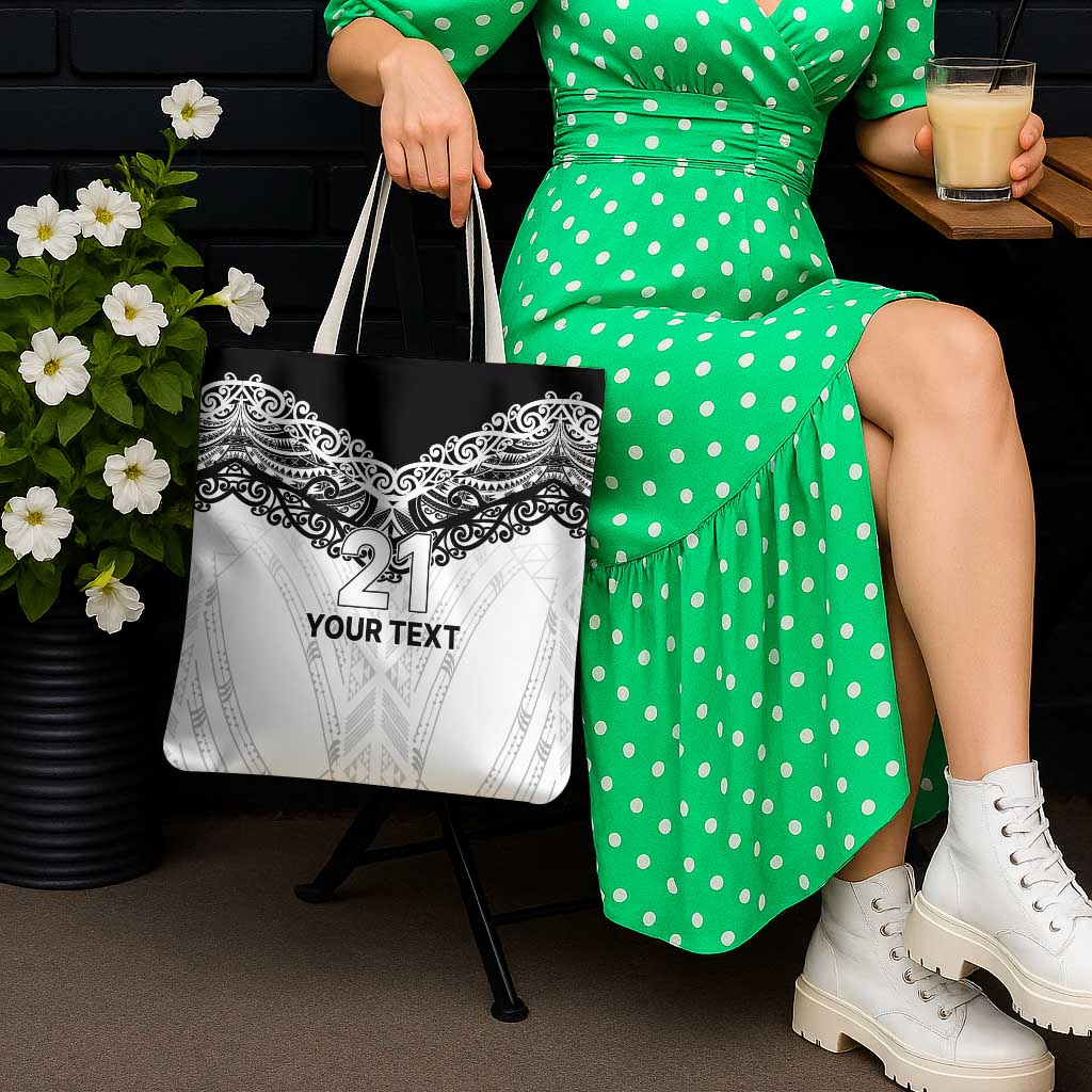 New Zealand Koru Fern Custom Tote Bag Simple Taniko Motif - Polynesian Pride