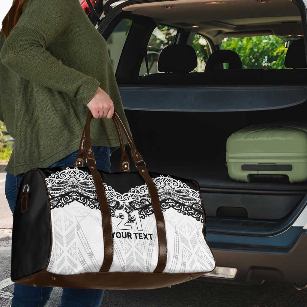 New Zealand Koru Fern Custom Travel Bag Simple Taniko Motif - Polynesian Pride