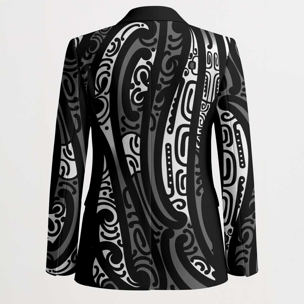 New Zealand Maori Taniko Blazer Black Kowhaiwhai Puhoro - Polynesian Pride