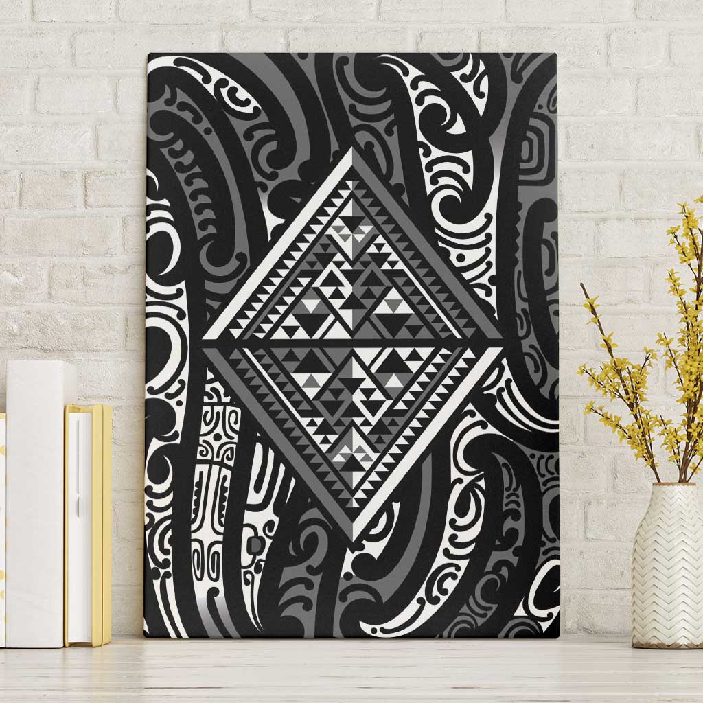 New Zealand Maori Taniko Canvas Wall Art Black Kowhaiwhai Puhoro