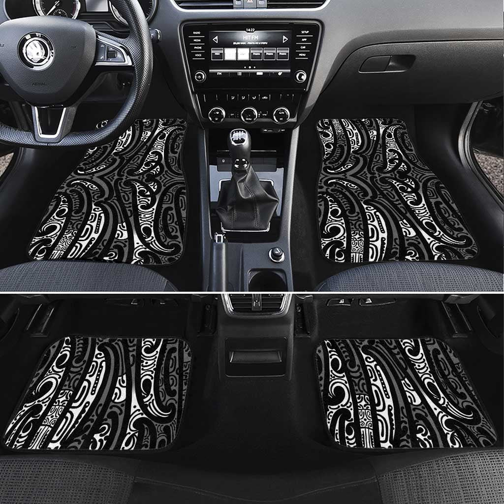 New Zealand Maori Taniko Car Mats Black Kowhaiwhai Puhoro