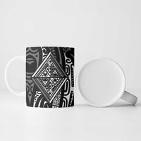 New Zealand Maori Taniko Ceramic Mug Black Kowhaiwhai Puhoro - Polynesian Pride