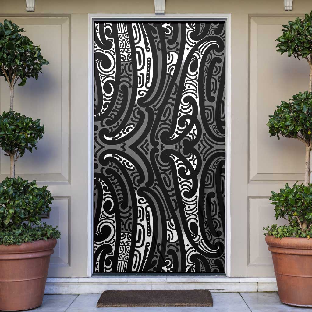New Zealand Maori Taniko Door Cover Black Kowhaiwhai Puhoro - Polynesian Pride