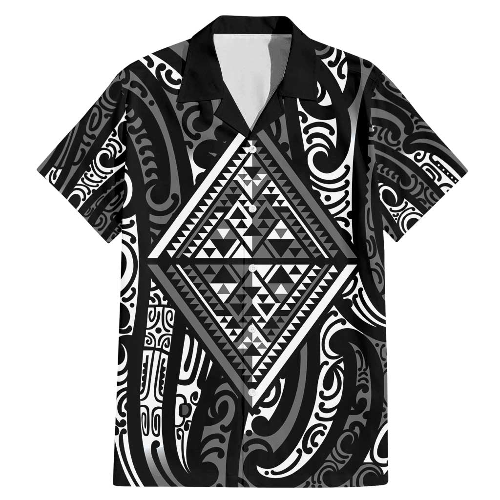New Zealand Maori Taniko Family Matching Mermaid Dress and Hawaiian Shirt Black Kowhaiwhai Puhoro