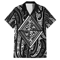 New Zealand Maori Taniko Family Matching Summer Maxi Dress and Hawaiian Shirt Black Kowhaiwhai Puhoro LT9 Dad's Shirt - Short Sleeve Black - Polynesian Pride