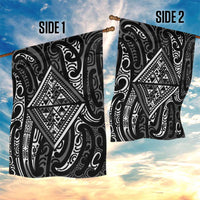 New Zealand Maori Taniko Garden Flag Black Kowhaiwhai Puhoro