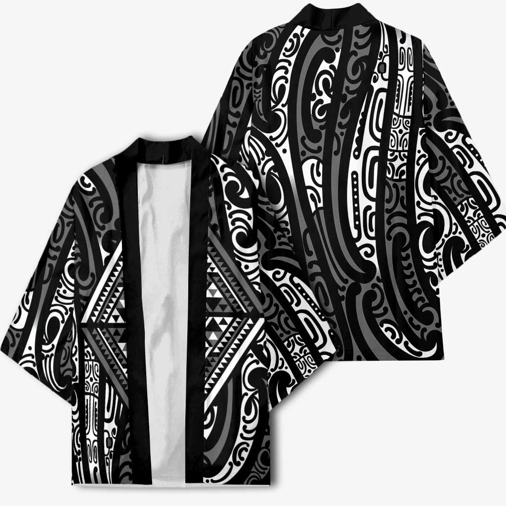 New Zealand Maori Taniko Kimono Black Kowhaiwhai Puhoro - Polynesian Pride