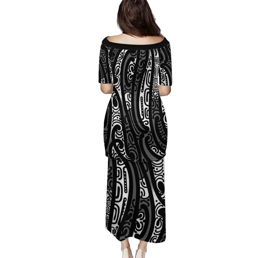 New Zealand Maori Taniko Puletasi Black Kowhaiwhai Puhoro