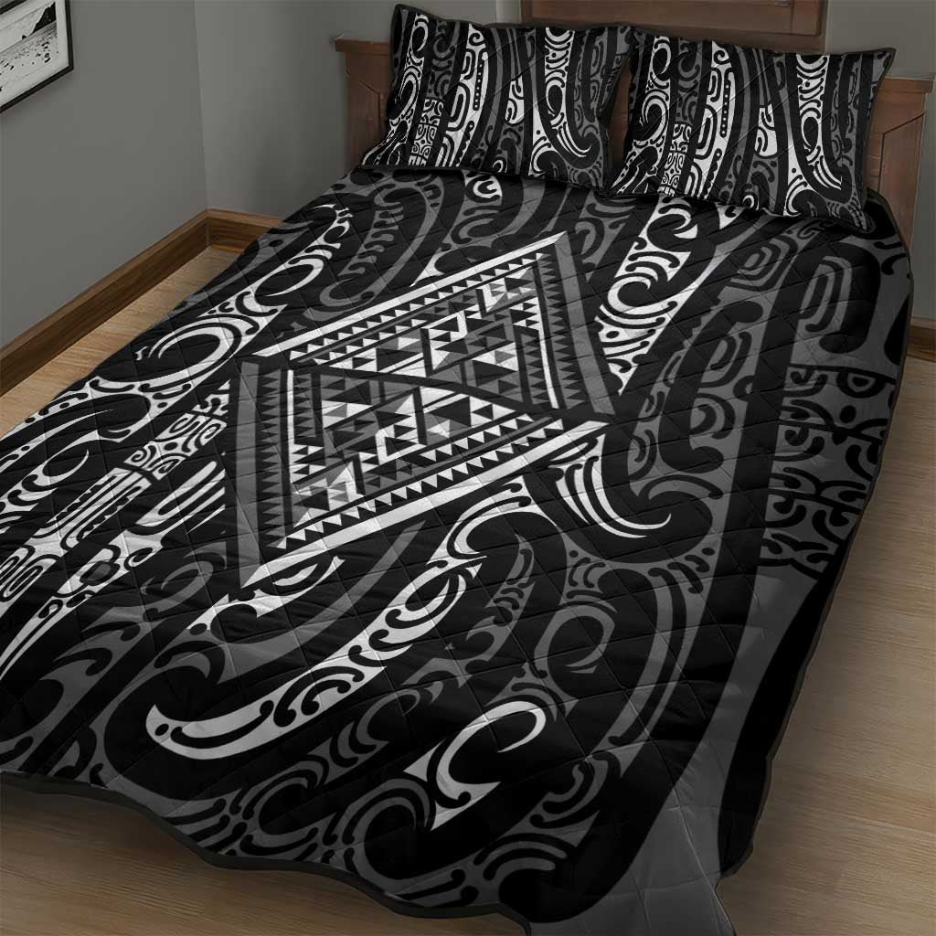 New Zealand Maori Taniko Quilt Bed Set Black Kowhaiwhai Puhoro