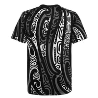 New Zealand Maori Taniko Rugby Jersey Black Kowhaiwhai Puhoro