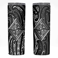 New Zealand Maori Taniko Skinny Tumbler Black Kowhaiwhai Puhoro