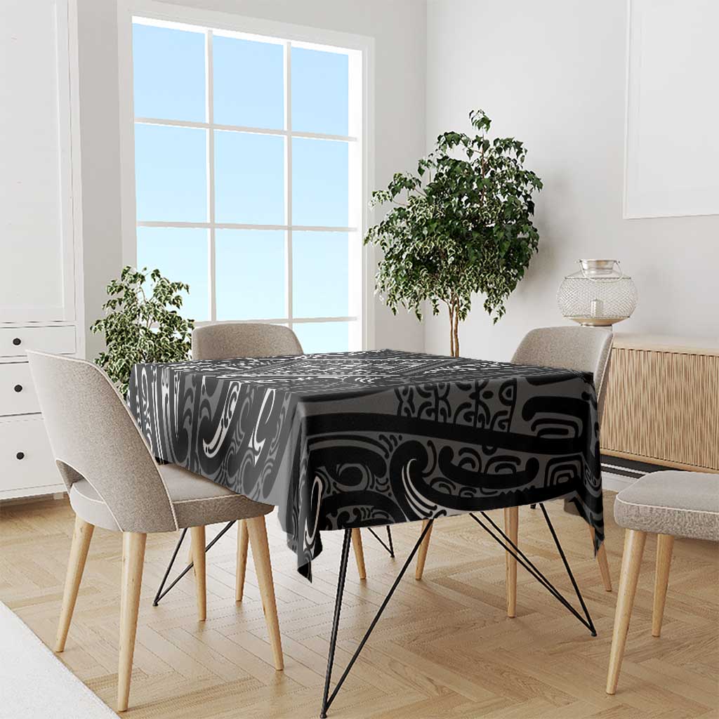 New Zealand Maori Taniko Tablecloth Black Kowhaiwhai Puhoro