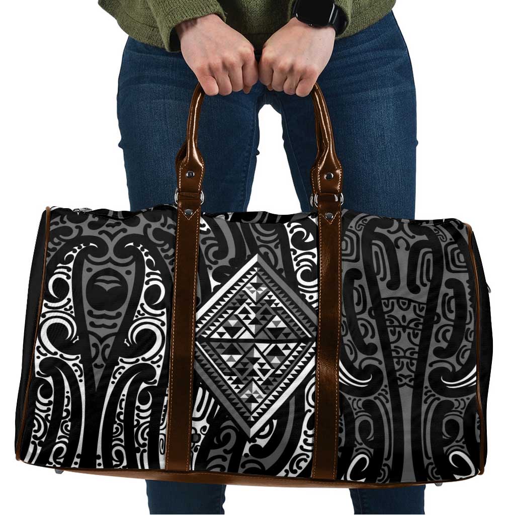 New Zealand Maori Taniko Travel Bag Black Kowhaiwhai Puhoro - Polynesian Pride