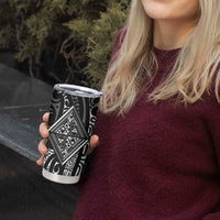 New Zealand Maori Taniko Tumbler Cup Black Kowhaiwhai Puhoro