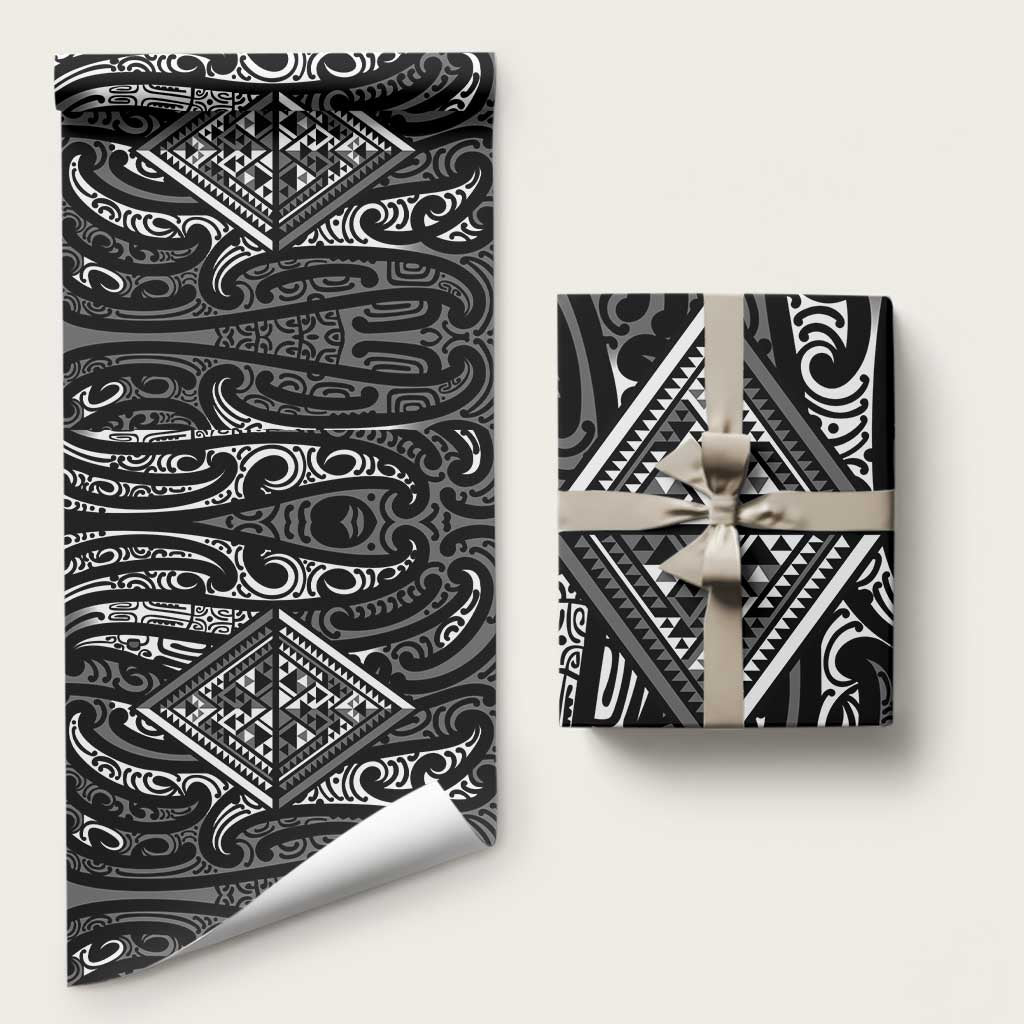 New Zealand Maori Taniko Wrapping Paper Black Kowhaiwhai Puhoro - Polynesian Pride