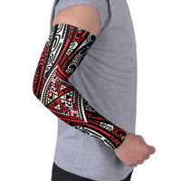 New Zealand Maori Taniko Arm Sleeves Red Kowhaiwhai Puhoro - Polynesian Pride