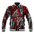 New Zealand Maori Taniko Baseball Jacket Red Kowhaiwhai Puhoro