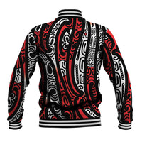 New Zealand Maori Taniko Baseball Jacket Red Kowhaiwhai Puhoro LT9 - Polynesian Pride