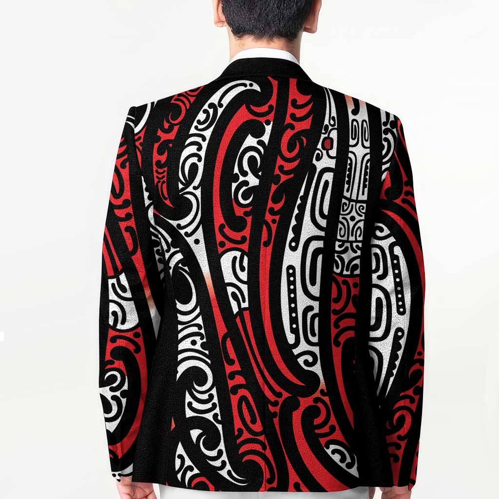 New Zealand Maori Taniko Blazer Red Kowhaiwhai Puhoro - Polynesian Pride
