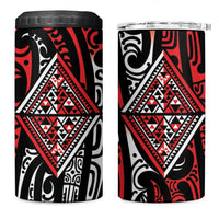 New Zealand Maori Taniko 4 in 1 Can Cooler Tumbler Red Kowhaiwhai Puhoro LT9 One Size: 16 oz Red - Polynesian Pride