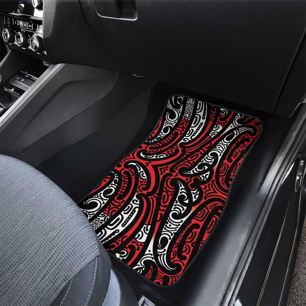 New Zealand Maori Taniko Car Mats Red Kowhaiwhai Puhoro