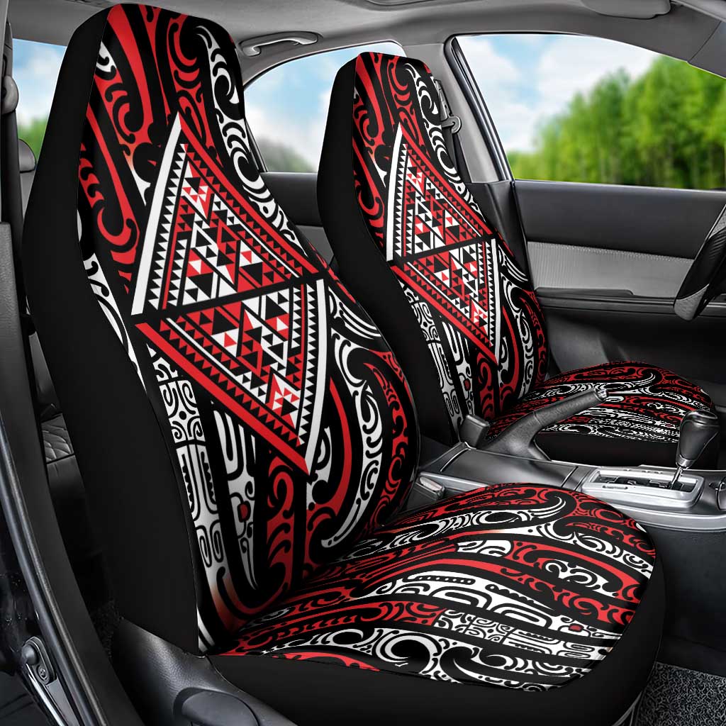 New Zealand Maori Taniko Car Seat Cover Red Kowhaiwhai Puhoro