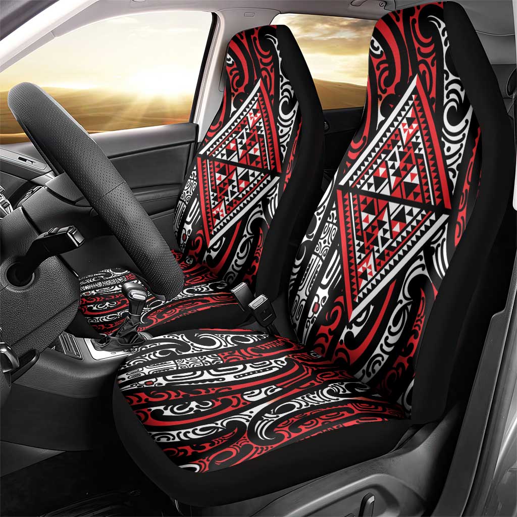 New Zealand Maori Taniko Car Seat Cover Red Kowhaiwhai Puhoro