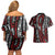 New Zealand Maori Taniko Couples Matching Off Shoulder Short Dress and Hawaiian Shirt Red Kowhaiwhai Puhoro