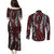 New Zealand Maori Taniko Couples Matching Puletasi and Long Sleeve Button Shirt Red Kowhaiwhai Puhoro