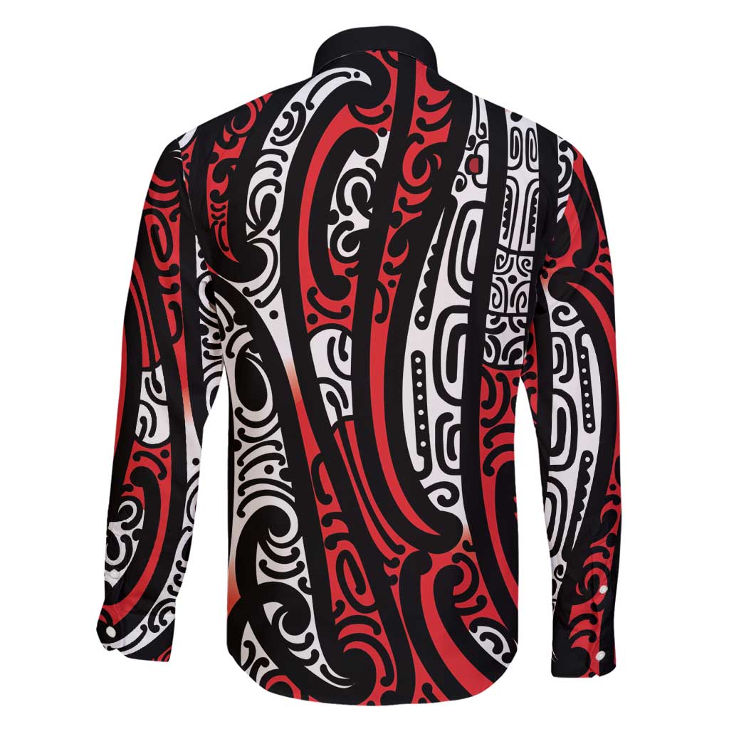 New Zealand Maori Taniko Family Matching Off Shoulder Short Dress and Hawaiian Shirt Red Kowhaiwhai Puhoro LT9 - Polynesian Pride