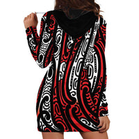 New Zealand Maori Taniko Hoodie Dress Red Kowhaiwhai Puhoro LT9 - Polynesian Pride
