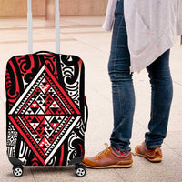 New Zealand Maori Taniko Luggage Cover Red Kowhaiwhai Puhoro
