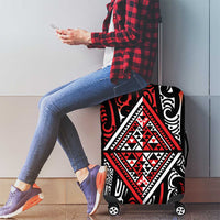 New Zealand Maori Taniko Luggage Cover Red Kowhaiwhai Puhoro