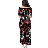 New Zealand Maori Taniko Puletasi Red Kowhaiwhai Puhoro