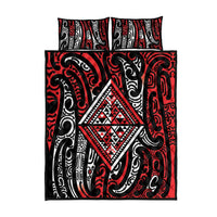 New Zealand Maori Taniko Quilt Bed Set Red Kowhaiwhai Puhoro