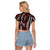 New Zealand Maori Taniko Raglan Cropped T Shirt Red Kowhaiwhai Puhoro