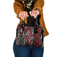 New Zealand Maori Taniko Shoulder Handbag Red Kowhaiwhai Puhoro
