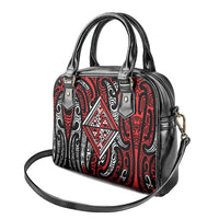 New Zealand Maori Taniko Shoulder Handbag Red Kowhaiwhai Puhoro