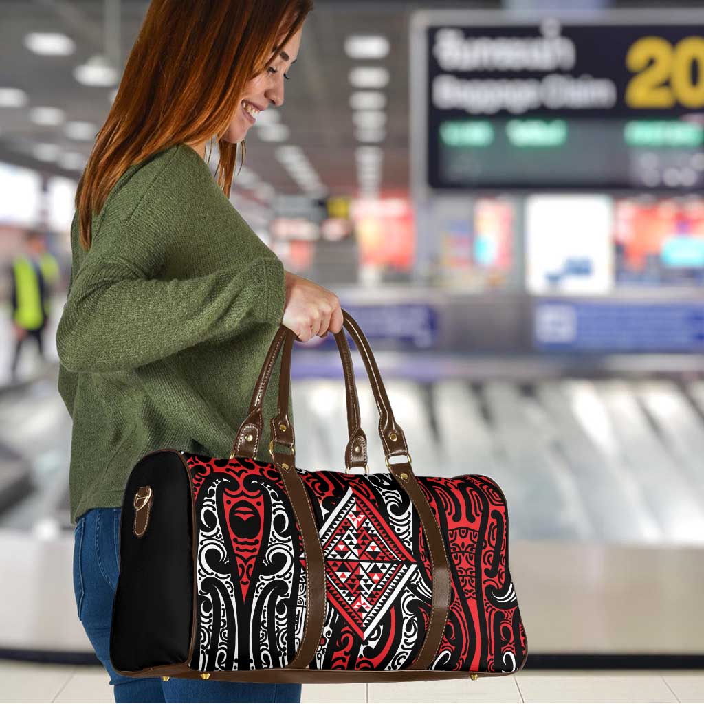 New Zealand Maori Taniko Travel Bag Red Kowhaiwhai Puhoro - Polynesian Pride
