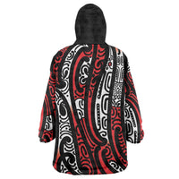 New Zealand Maori Taniko Wearable Blanket Hoodie Red Kowhaiwhai Puhoro LT9 - Polynesian Pride
