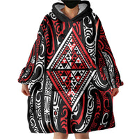 New Zealand Maori Taniko Wearable Blanket Hoodie Red Kowhaiwhai Puhoro LT9 - Polynesian Pride