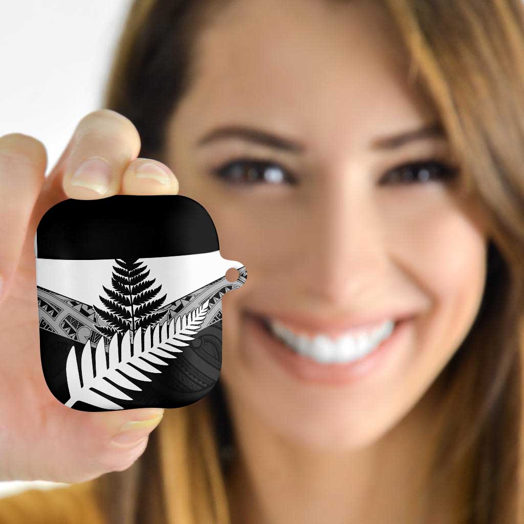 New Zealand Silver Fern AirPods Case Maori Koru Mixed Taniko Pattern - Polynesian Pride