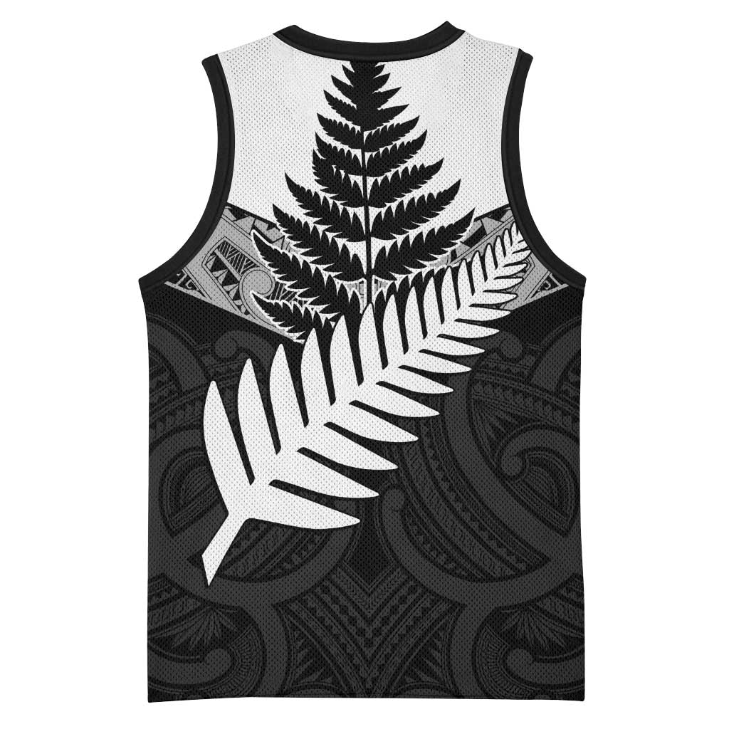 New Zealand Silver Fern Basketball Jersey Maori Koru Mixed Taniko Pattern - Polynesian Pride